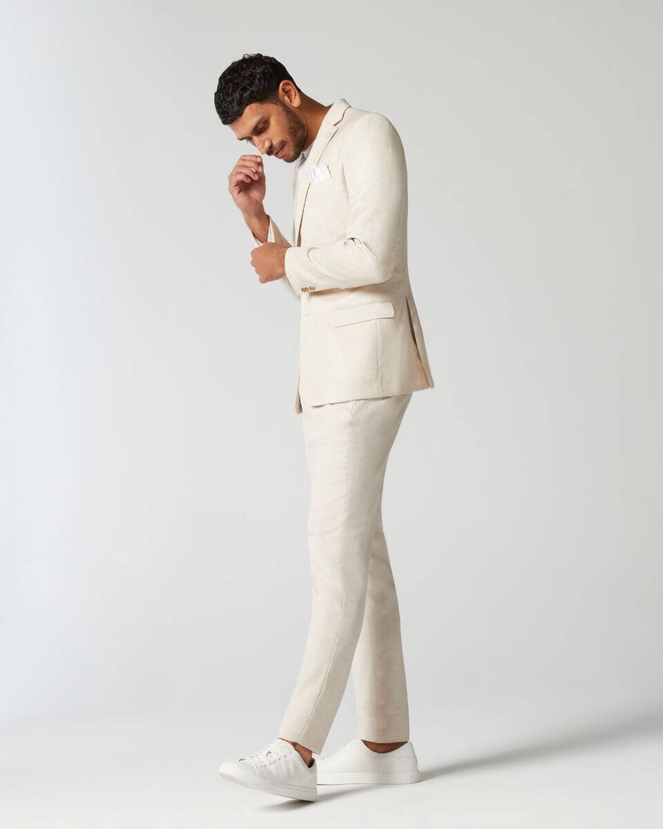 Natural Relaxed Slim Textured Tailored Pant